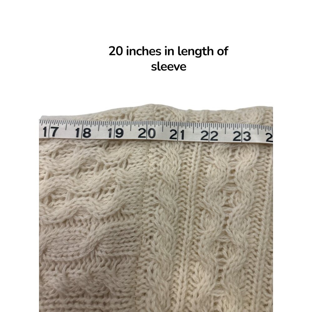 90% Wool Brandy Melville Cable Knit Cardigan Cream Button Front Chunky Cozy - Picture 10 of 10
